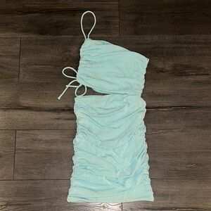 One-Shoulder Mini Dress in Light Blue